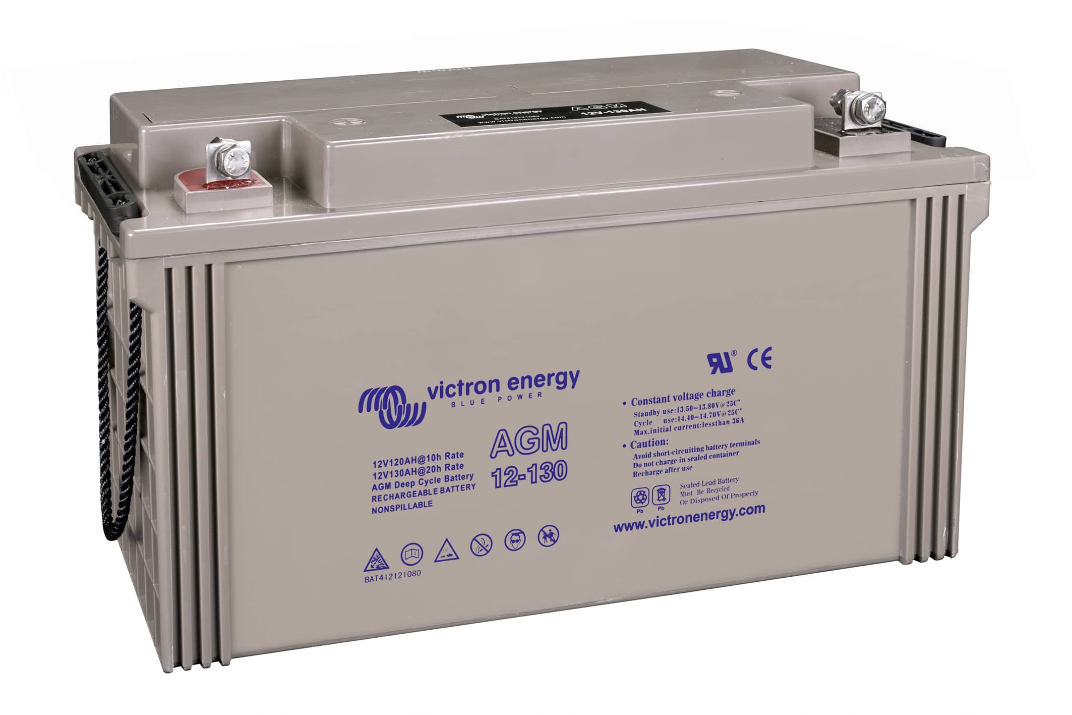 12V 130Ah AGM Deep Cycle Battery (left) thumbnail