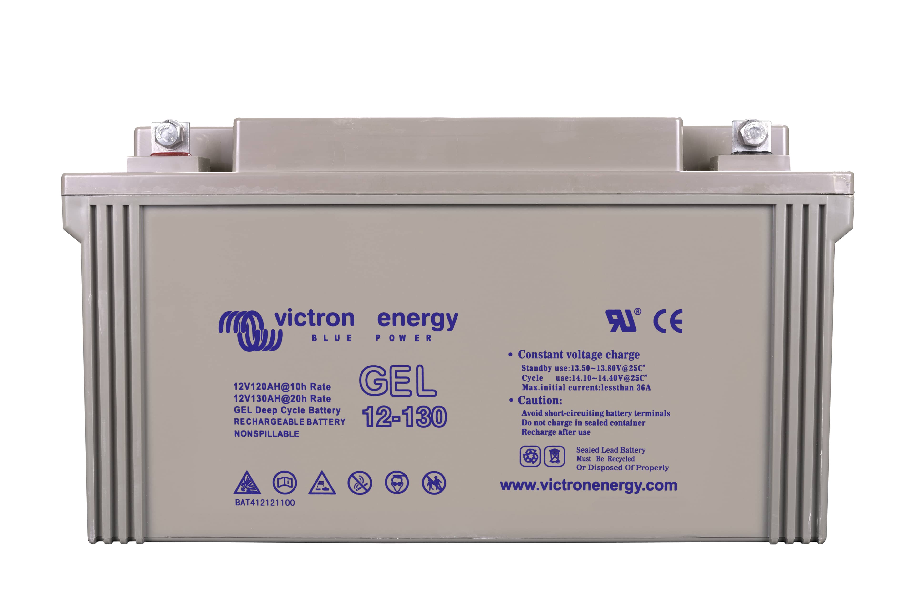 12V 130Ah Gel Deep Cycle Battery (front) thumbnail